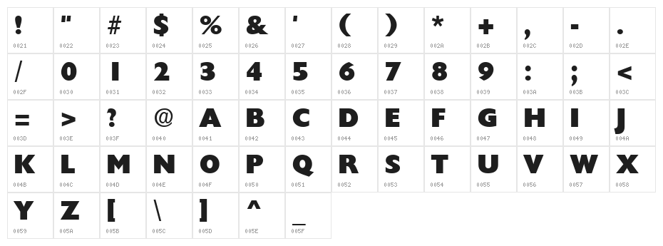 Herald Regular Character Map