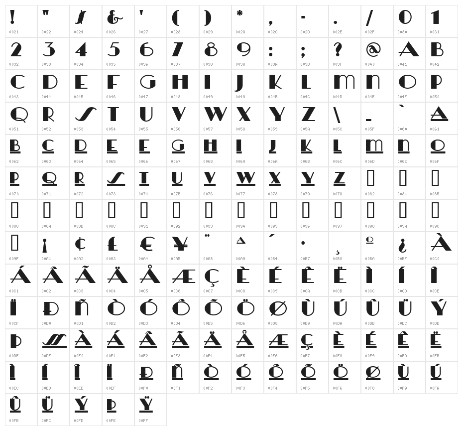 HeraldSquare Character Map