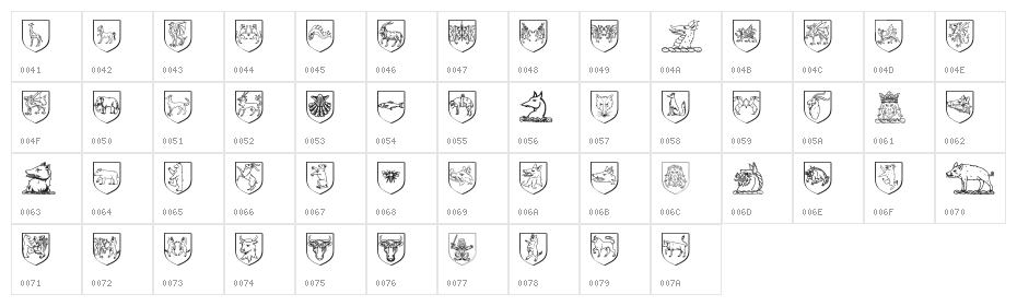 Heraldics Character Map