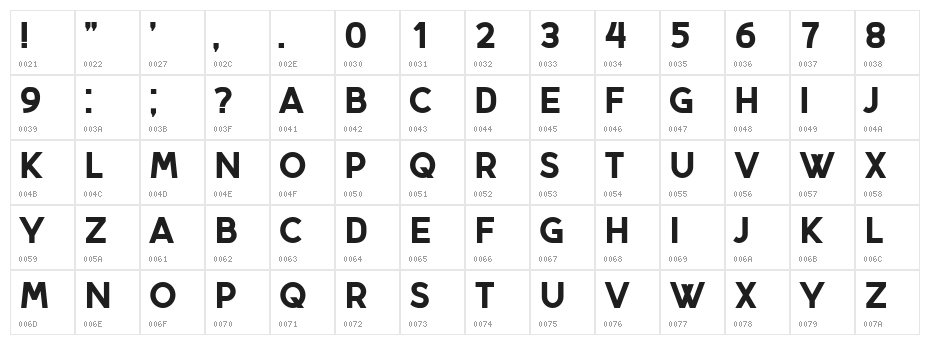 Herborn Regular Character Map