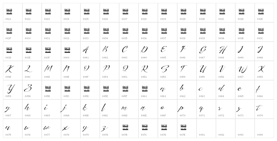 Herdrey Character Map