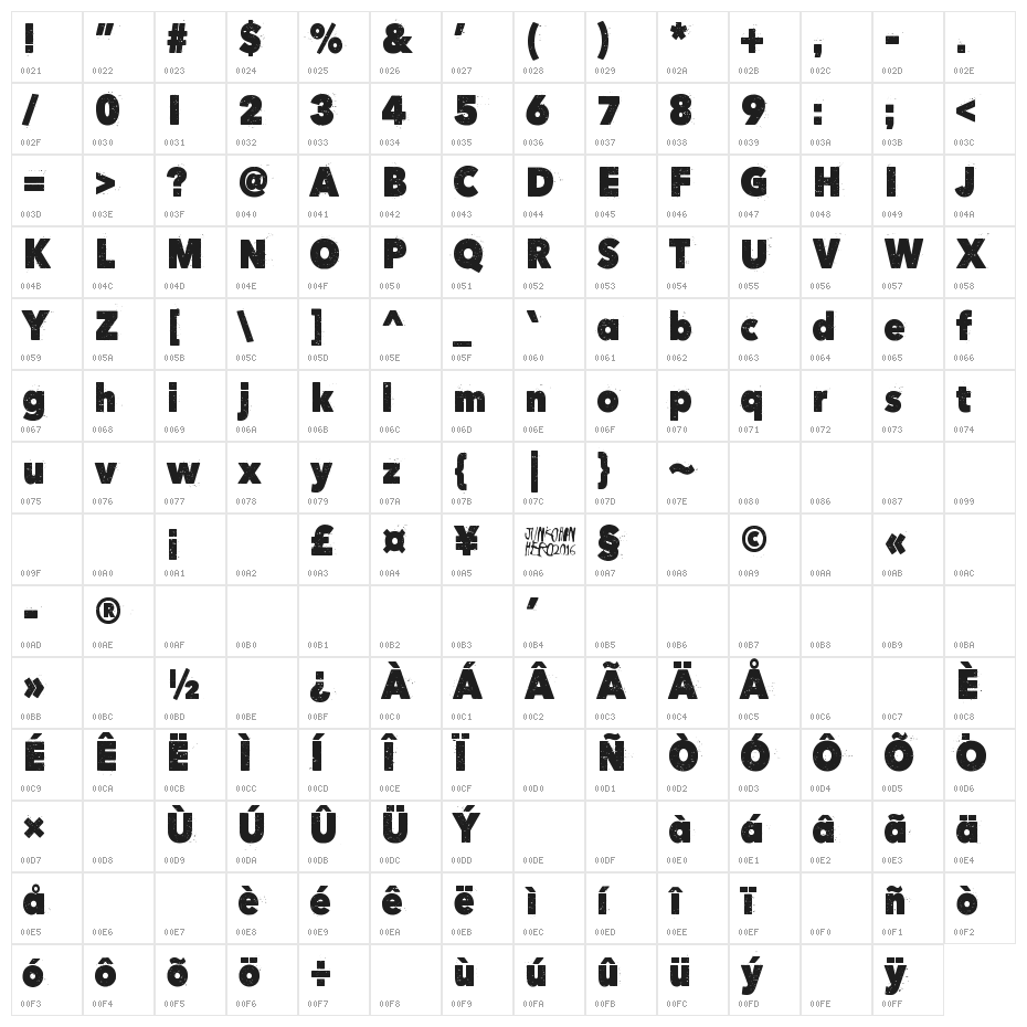 Here Just Now Out Character Map