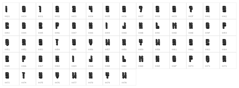 Heritage Black Italic Character Map
