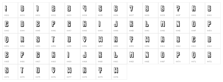 Heritage Light Regular Character Map