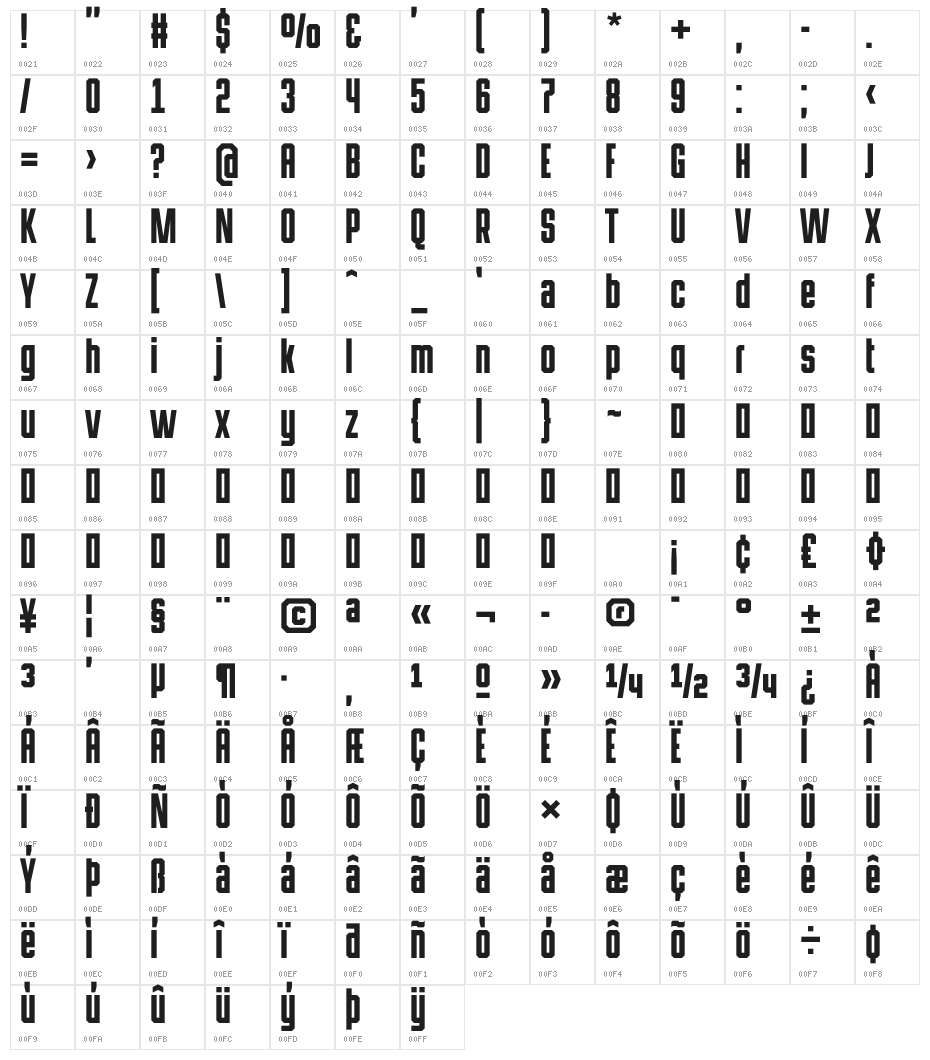 HermanoAlto Chisel Character Map