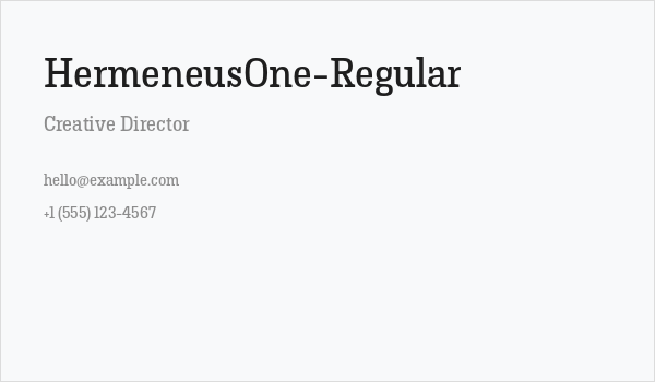 HermeneusOne-Regular Business Card