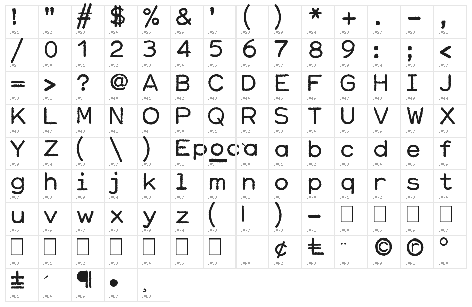 Hermes Epoca Character Map