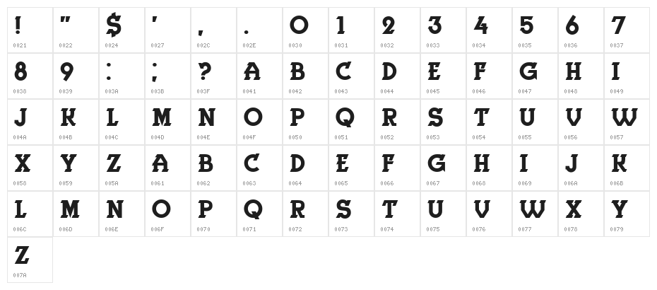 Herne Regular Character Map