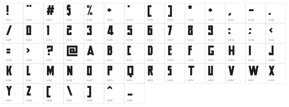 Hero Regular Character Map