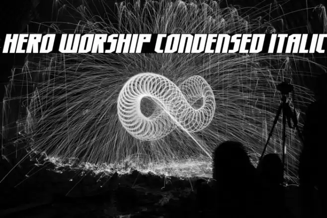 Hero Worship Condensed Italic Font examples