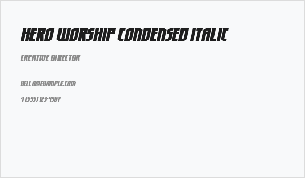 Hero Worship Condensed Italic Business Card