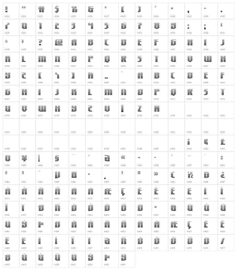 Hero Worship Gradient Character Map