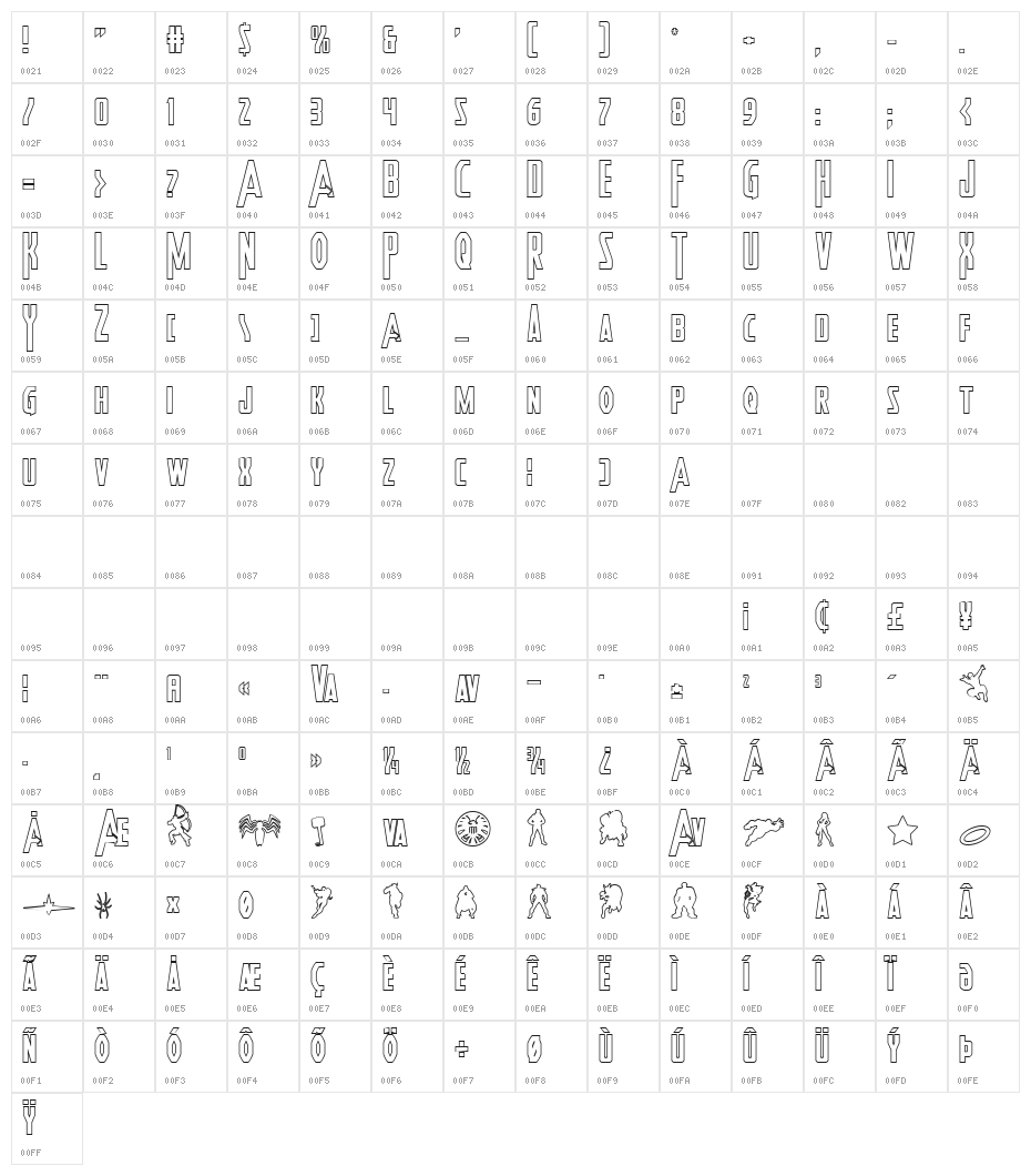 Heroes Assemble Outline Regular Character Map