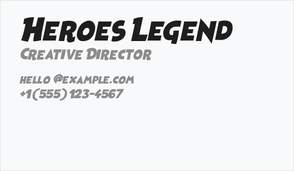 Heroes Legend Business Card