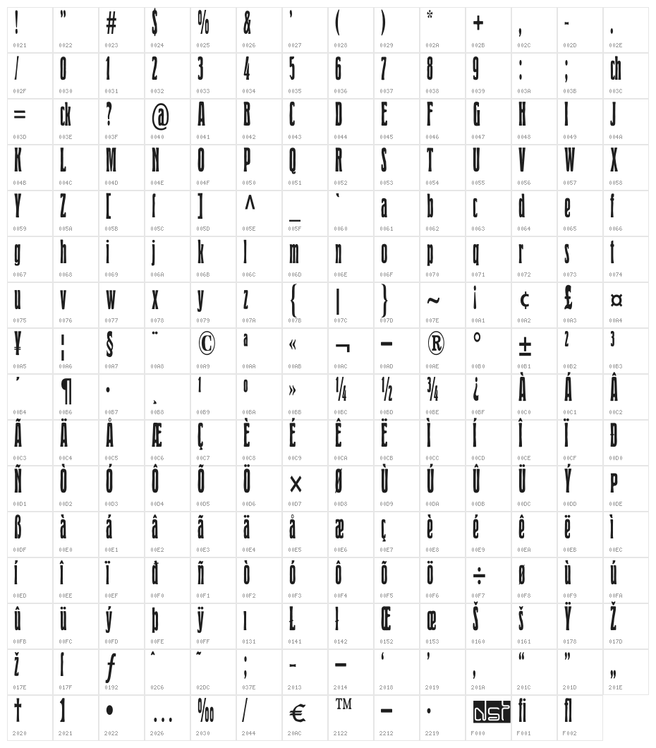 Herold Character Map