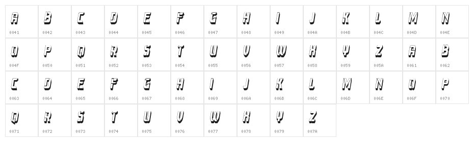 Herum Albern 3D Italic Character Map