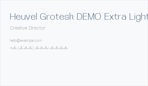 Heuvel Grotesk DEMO Extra Light Business Card