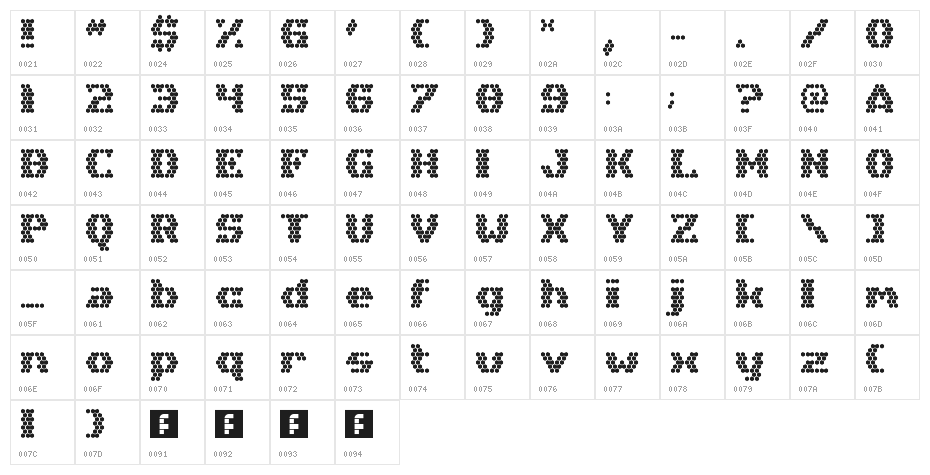 Hex Girlfriend Regular Character Map