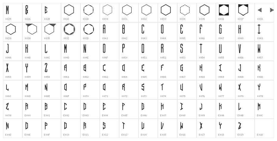 Hex ornate Character Map