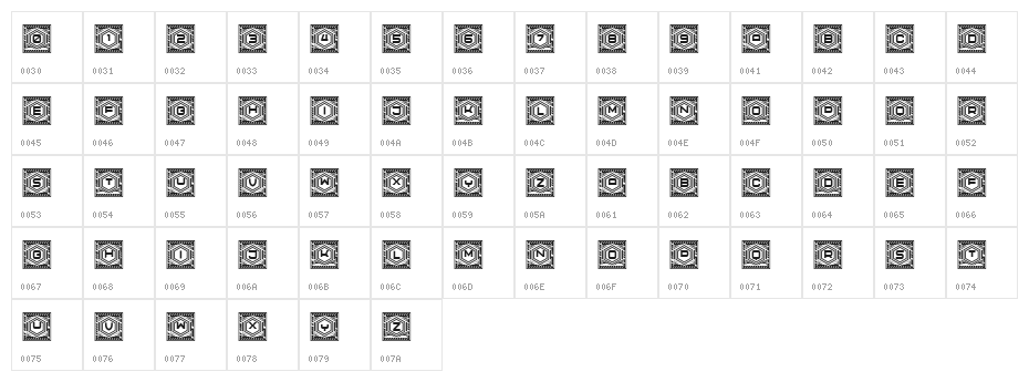 Hexagonas Light Regular Character Map