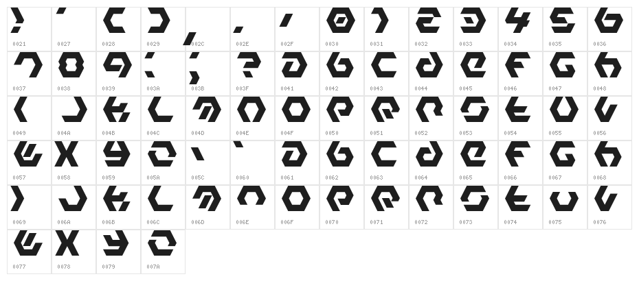 Hexample LDR Regular Character Map