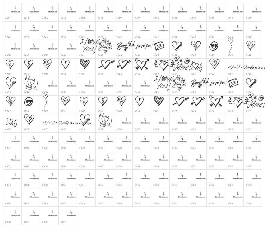 Hey Babe Character Map