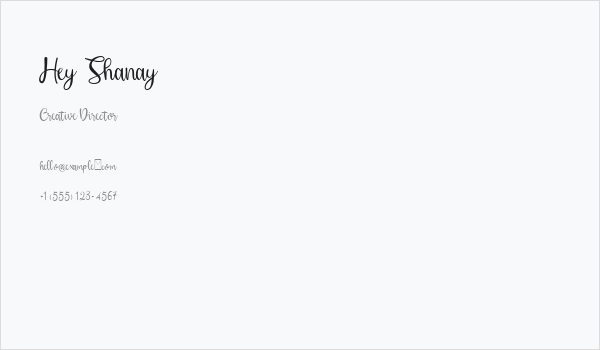 Hey Shanay Business Card