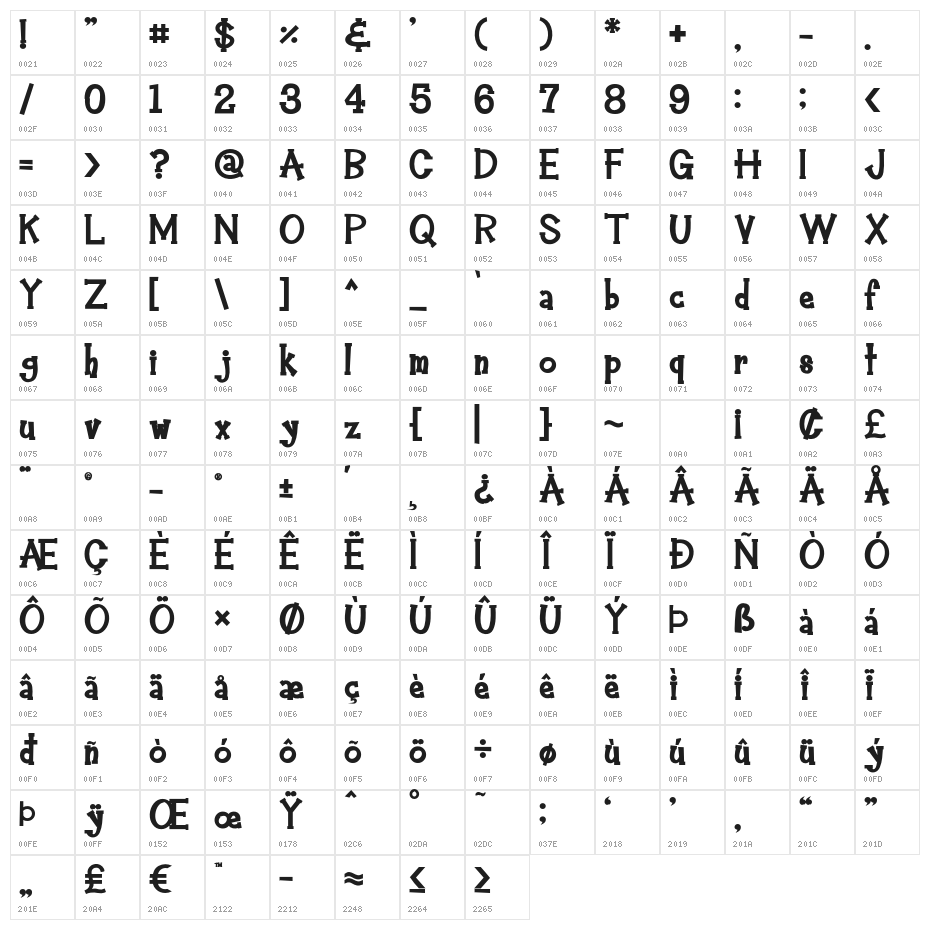 HeyAlfred-Bold Character Map