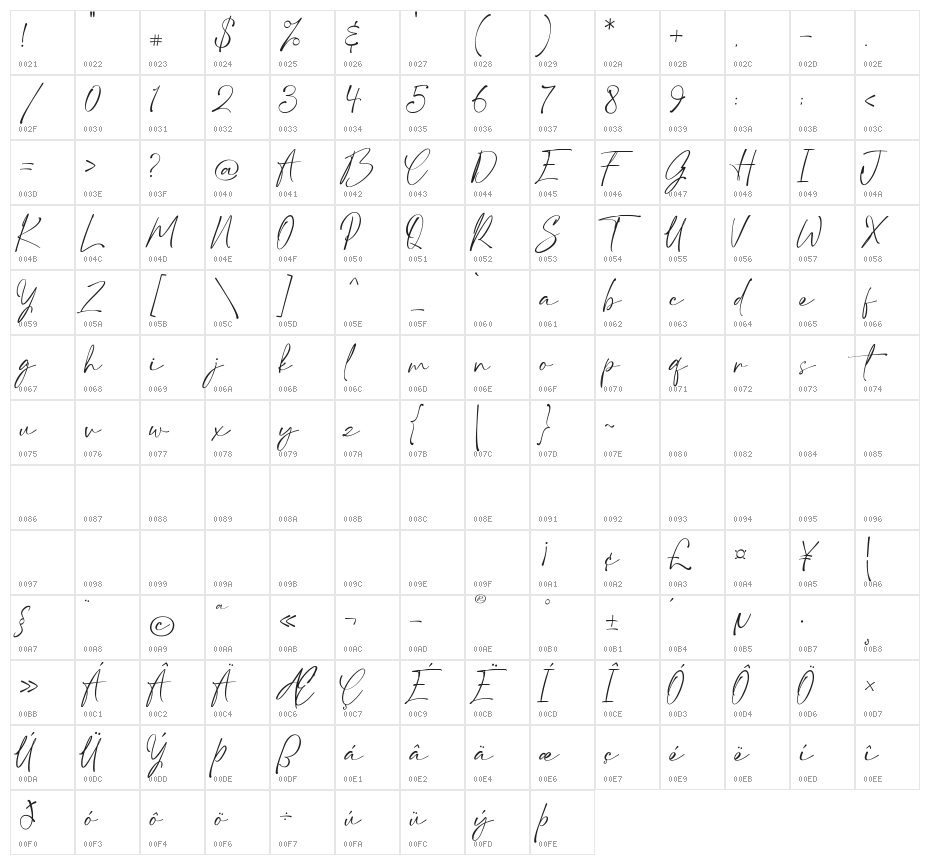 HeyLovely-Regular Character Map