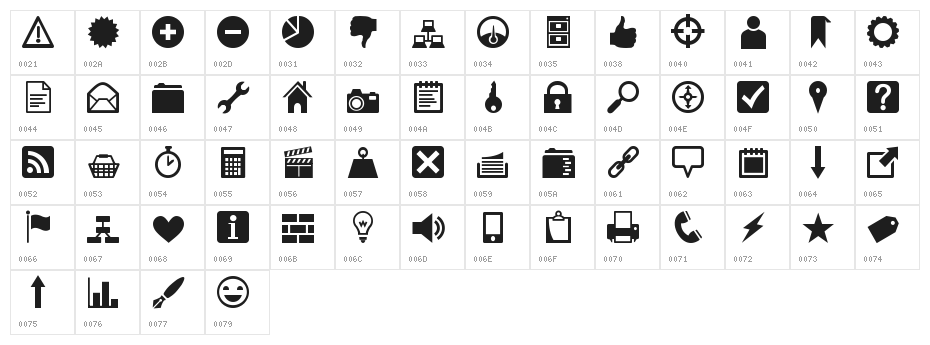 Heydings Icons Character Map