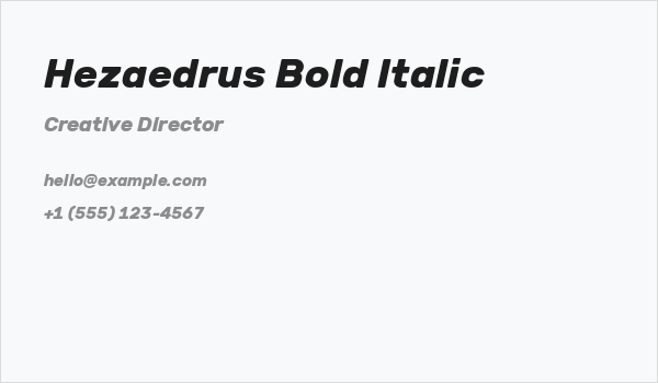Hezaedrus Bold Italic Business Card