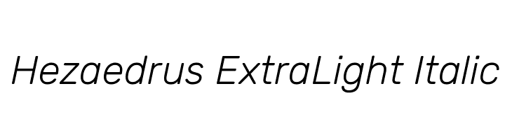 Hezaedrus ExtraLight Italic  font caratteri gratis