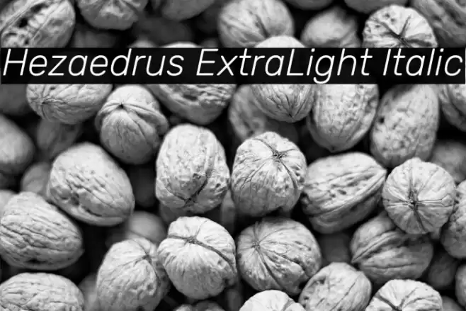 Hezaedrus ExtraLight Italic Font examples