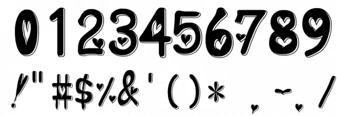 heart emboss Font OTHER CHARS