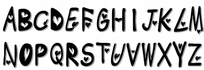 heart emboss Schriftart Groß