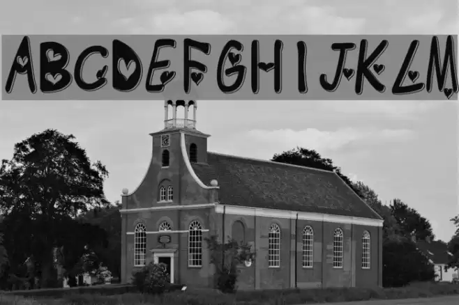 heart emboss Font examples