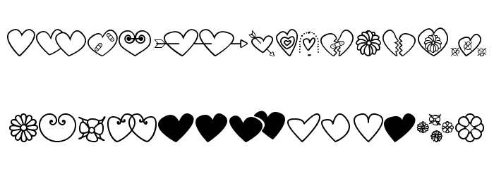 hearts and flowers for valentines Font LOWERCASE