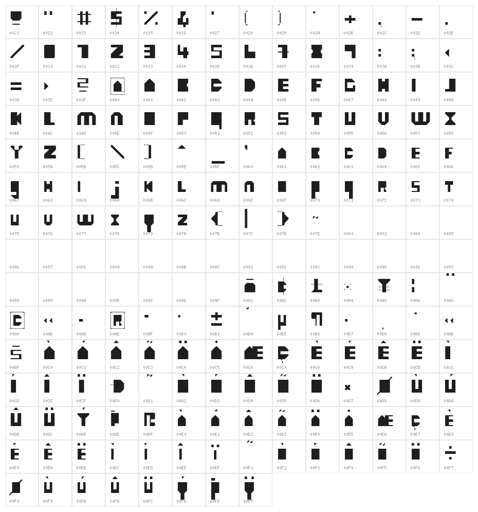 heavyLOUDedge-Light Character Map