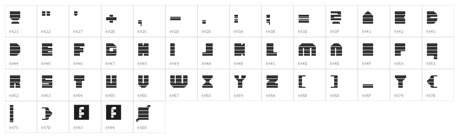 heavyLOUDedge_lineH Regular Character Map