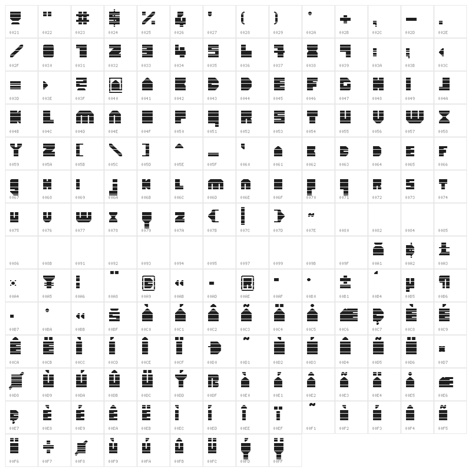 heavyLOUDedgeline Character Map