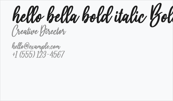 hello bella bold italic Bold Italic Business Card