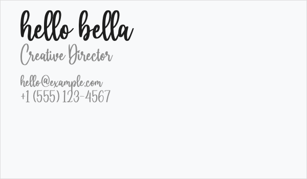 hello bella Business Card