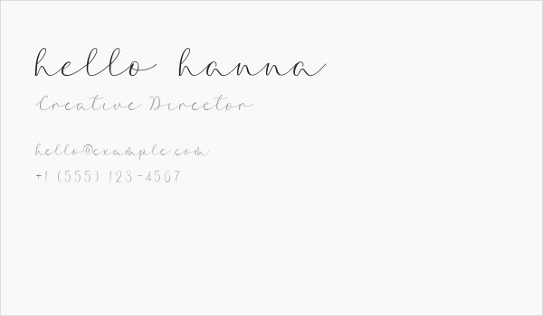 hello hanna Business Card