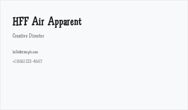 HFF Air Apparent Business Card