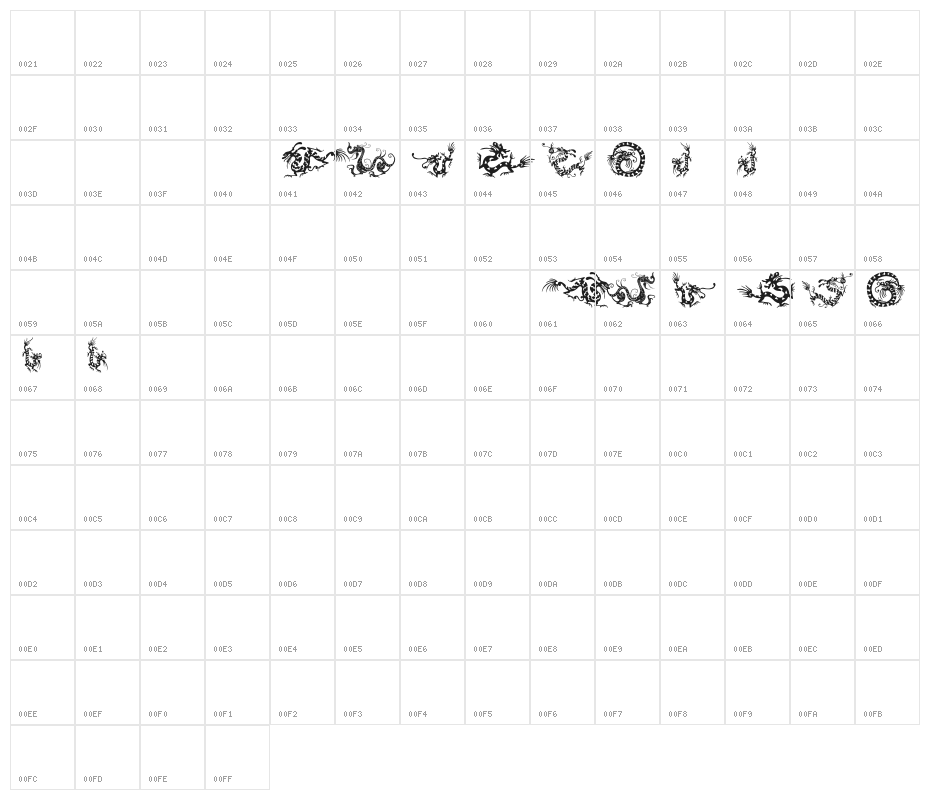 HFF Chinese Dragon Character Map