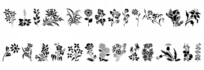 HFF Floral Stencil 字体 大写