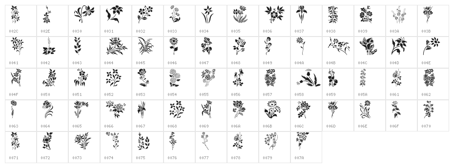 HFF Floral Stencil Character Map