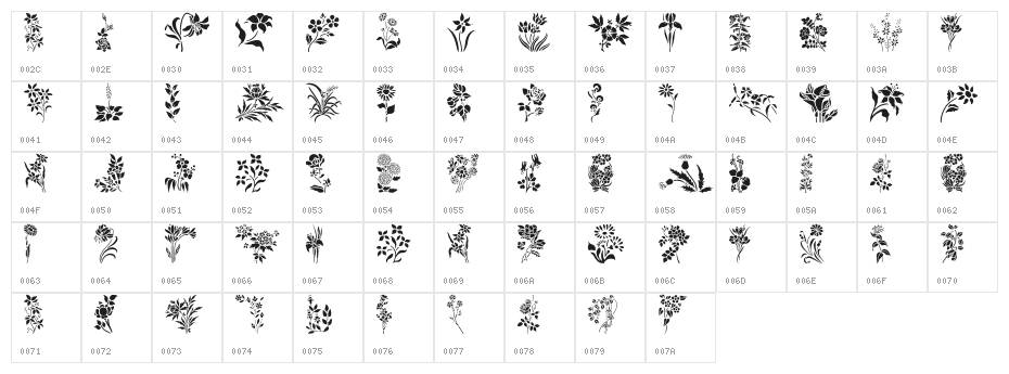 HFF Floral Stencil Character Map