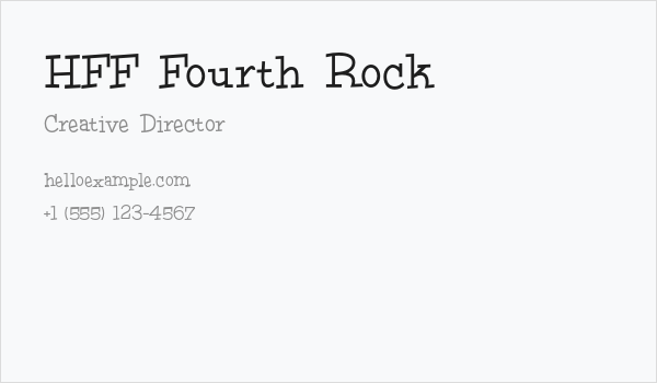 HFF Fourth Rock Business Card