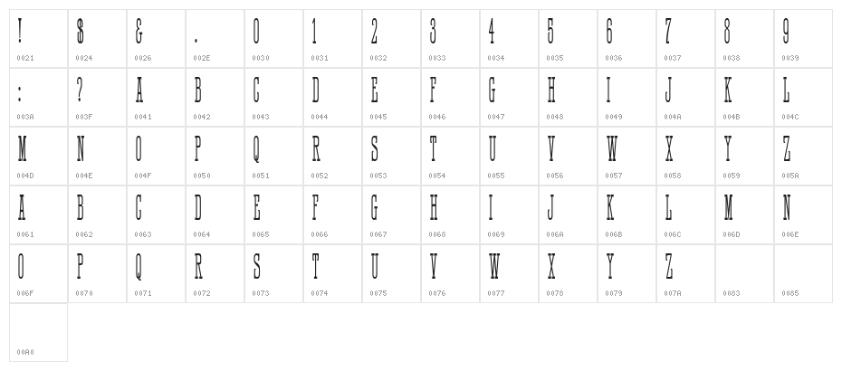 HFF Quick Draw Character Map